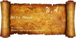 Witz Anna névjegykártya